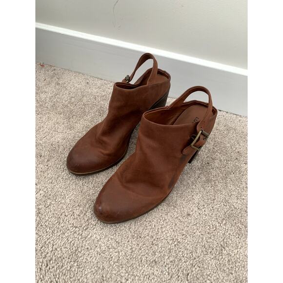 Lucky Brand Machiko Brown Leather Distressed Heeled Mule Booties Size 9 - Picture 2 of 7